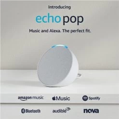 Amazon Echo Pop Compact Smart Speaker - Glacier White -Electronics Shop amazon echo pop compact smart speaker glacier white2