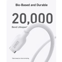 Anker 543 USB-C To USB-C Cable (Bio-Based 3ft) - White -Electronics Shop anker 543 usb c to usb c cable bio based 3ft white 4