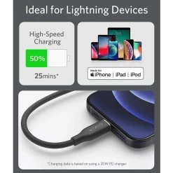 Anker 641 USB-C To Lightning Cable (Powerline III Flow, 6ft Silicone) - Black 5 Anker 641 USB-C To Lightning Cable (Powerline III Flow, 6ft Silicone) - Black -Electronics Shop anker powerline lightning a8663011 1