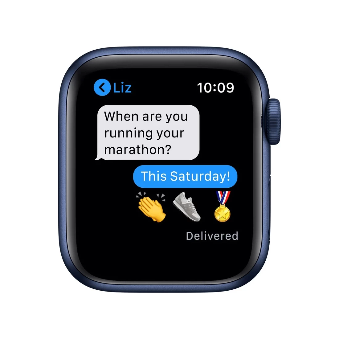 Apple Watch 40mm Series 6 (GPS + Cellular) Blue Aluminum Case W/ Navy Sport Band 4 Apple Watch 40mm Series 6 (GPS + Cellular) Blue Aluminum Case W/ Navy Sport Band - Image 4