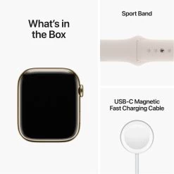 Apple Watch Series 8 45mm Gold Stainless Steel Case W/ Starlight Sport Band GPS + Cellular 7 Apple Watch Series 8 45mm Gold Stainless Steel Case W/ Starlight Sport Band GPS + Cellular -Electronics Shop apple watch series 8 45mm gold stainless steel case gps cellular