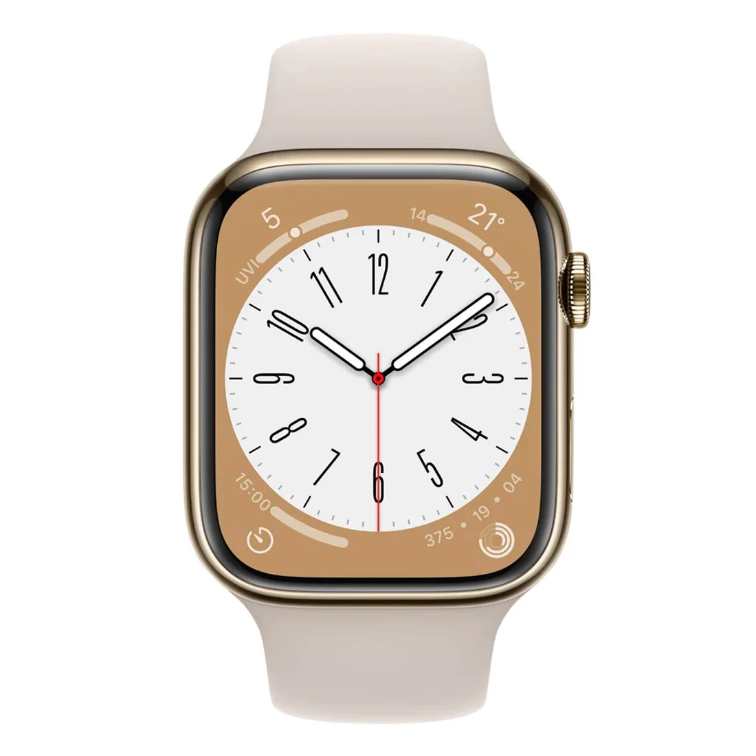 Apple Watch Series 8 45mm Gold Stainless Steel Case W/ Starlight Sport Band GPS + Cellular 2 Apple Watch Series 8 45mm Gold Stainless Steel Case W/ Starlight Sport Band GPS + Cellular - Image 2