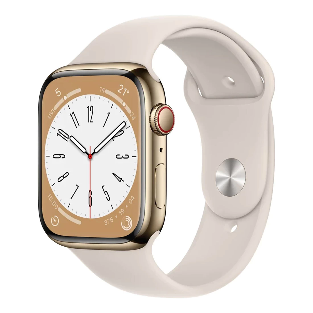 Apple Watch Series 8 45mm Gold Stainless Steel Case W/ Starlight Sport Band GPS + Cellular 1 Apple Watch Series 8 45mm Gold Stainless Steel Case W/ Starlight Sport Band GPS + Cellular