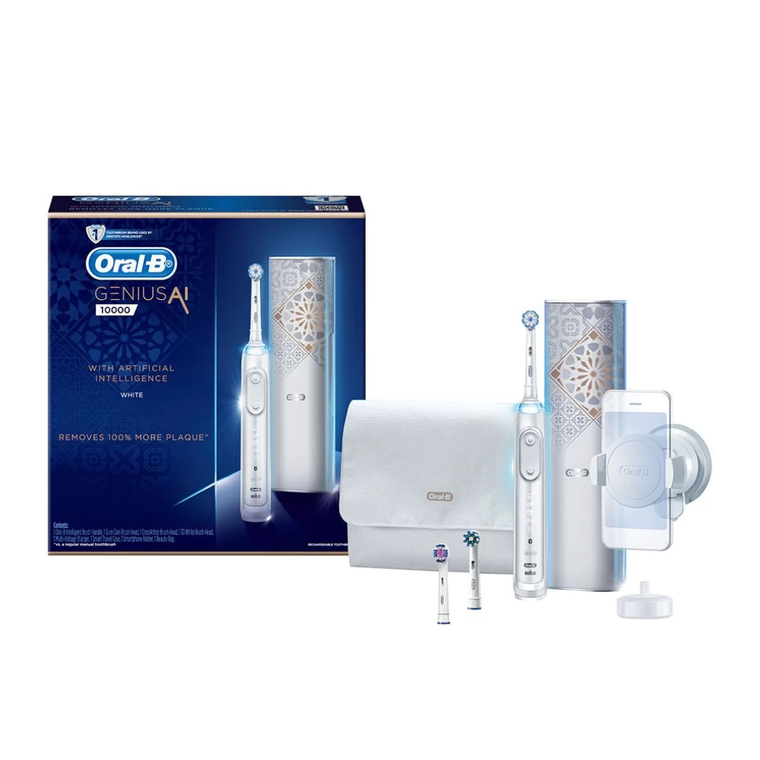 Oral B Oral-B Genius AI 10000 Electric Toothbrush With 3 Replacement Heads & Smart Travel Case - White 2 Oral B Oral-B Genius AI 10000 Electric Toothbrush With 3 Replacement Heads & Smart Travel Case - White - Image 2