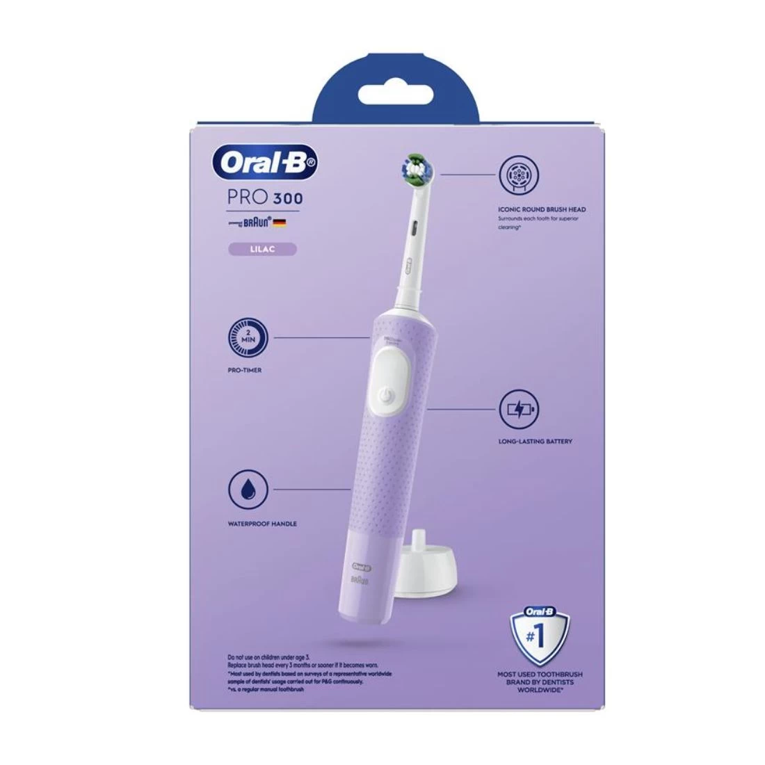 Oral B Oral-B Power Toothbrush Pro 300 - Lavender 4 Oral B Oral-B Power Toothbrush Pro 300 - Lavender - Image 4