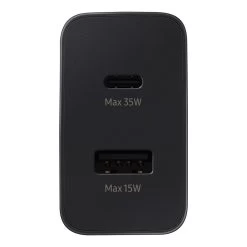Samsung 35W Power Adapter Charger Duo DUAL Port PD 3.0 (USB-C + USB-A) - Black -Electronics Shop samsung 35w duo travel adapter black 1